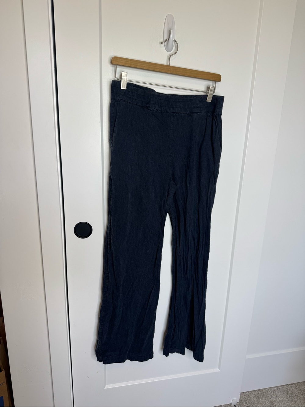 Marine Layer Allison Wide Leg Pants Hemp Blend Washed Navy Blue Size Medium - Picture 2 of 6